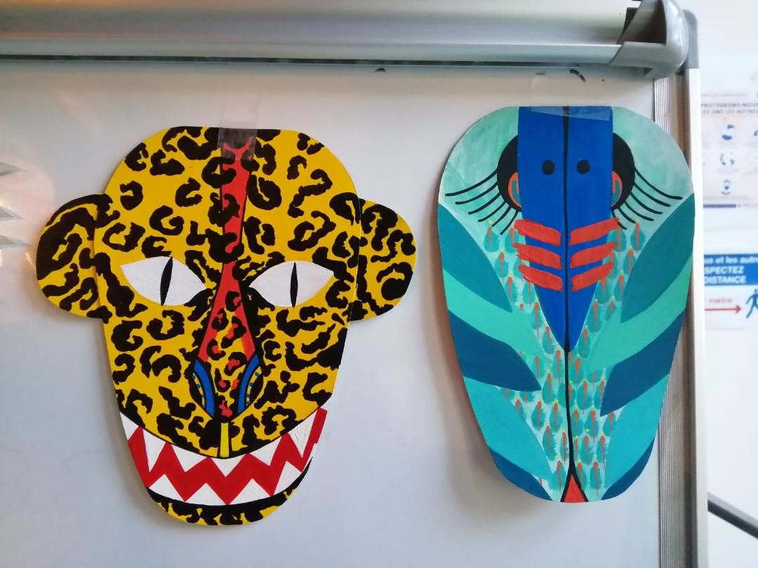 deux masques animaux créés chez Pince Mi à Lyon