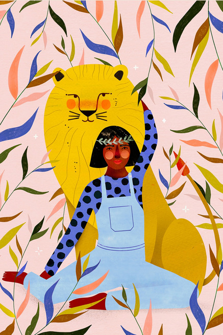 Affiche Astro Lion par l’illustratrice lyonnaise Laura Lhuillier.