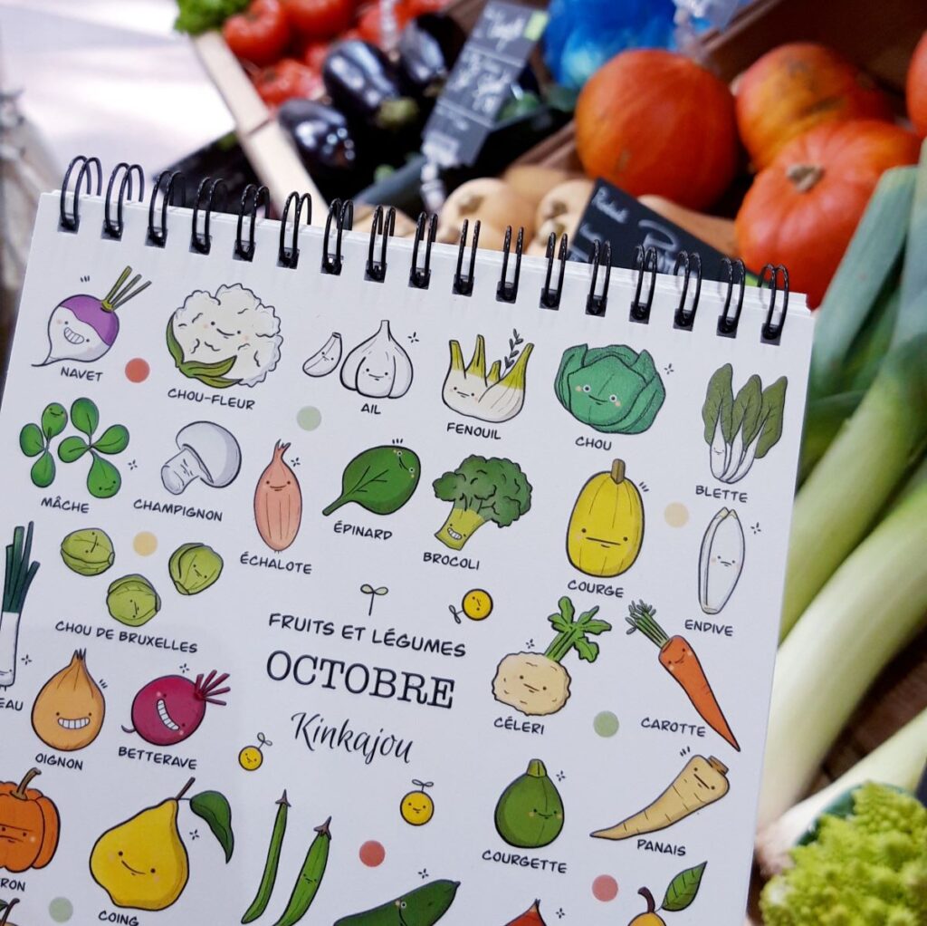 calendrier fruits et légumes de saison Kinkajou