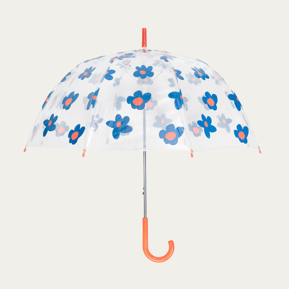 Parapluie enfant imprimé fleurs bleues Bonjour Georges x Mathilde de Cabanas