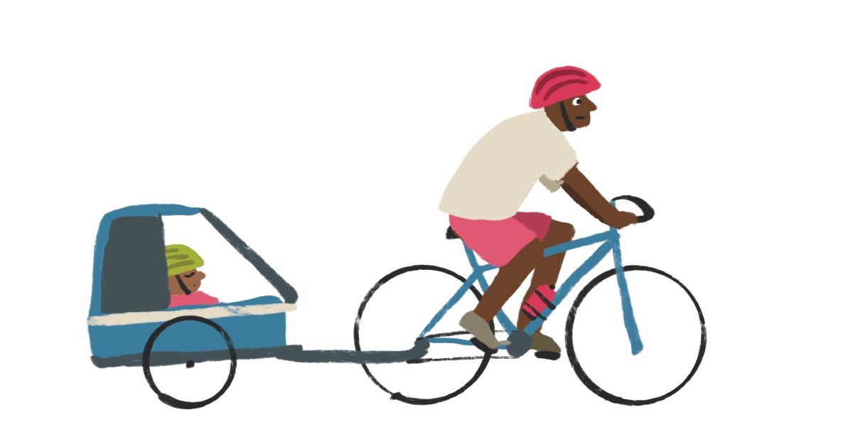 illustration vélo et cariole enfant par Nathan Dachelet-Dellaporta