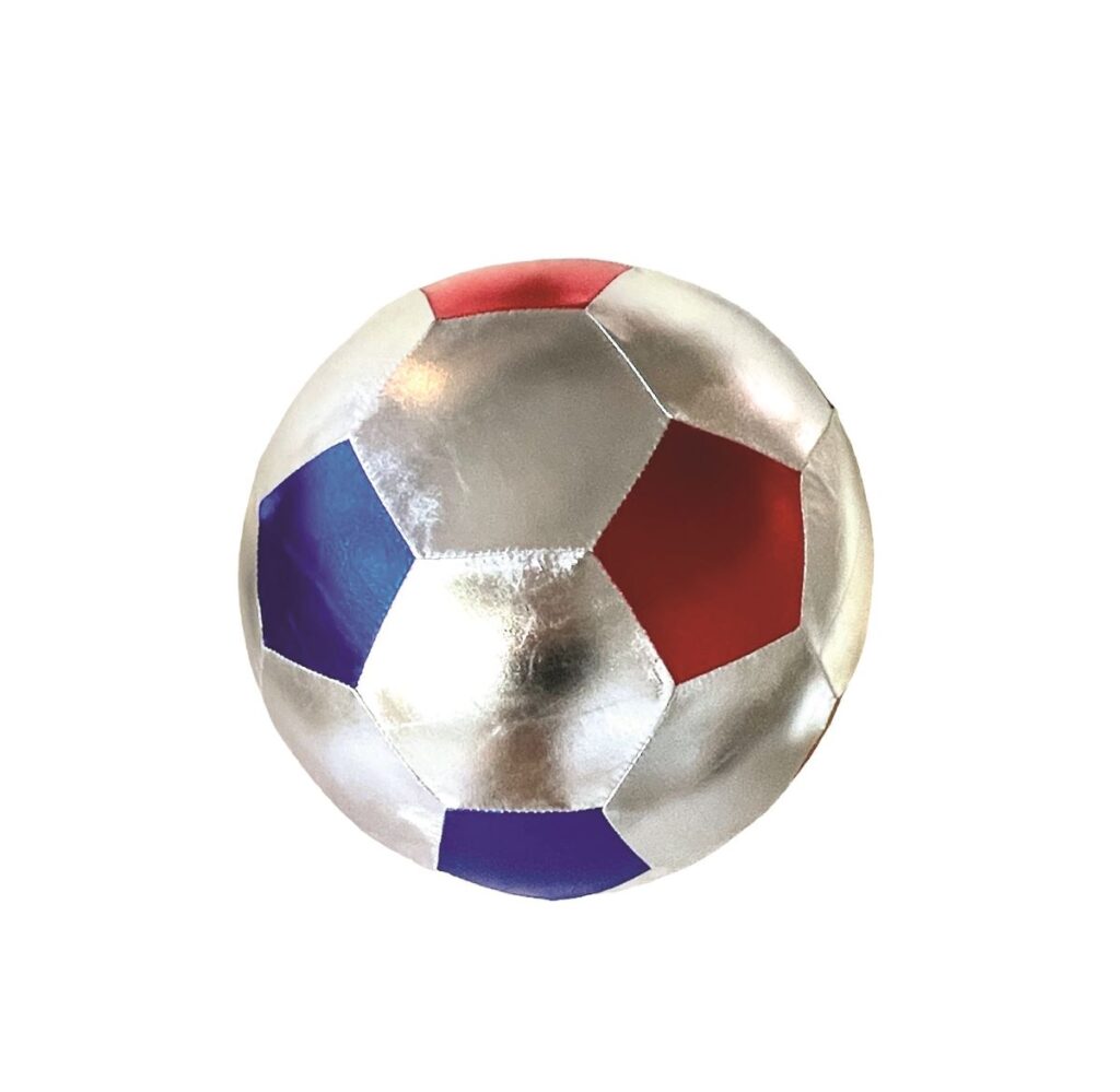 Ballon foot argenté bleu rouge Ratatam