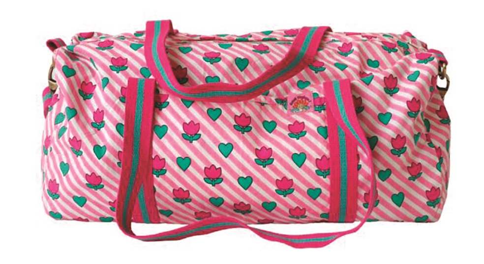 Sac de sport en tissu imprimé fleurs et coeurs Cha Cha Pop pour le Petit Souk