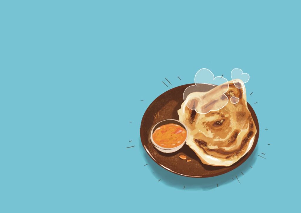 Illustration de roti malaisien chez Boleh Lah, Lyon 7e, par Nathan Dachelet--Dallaporta