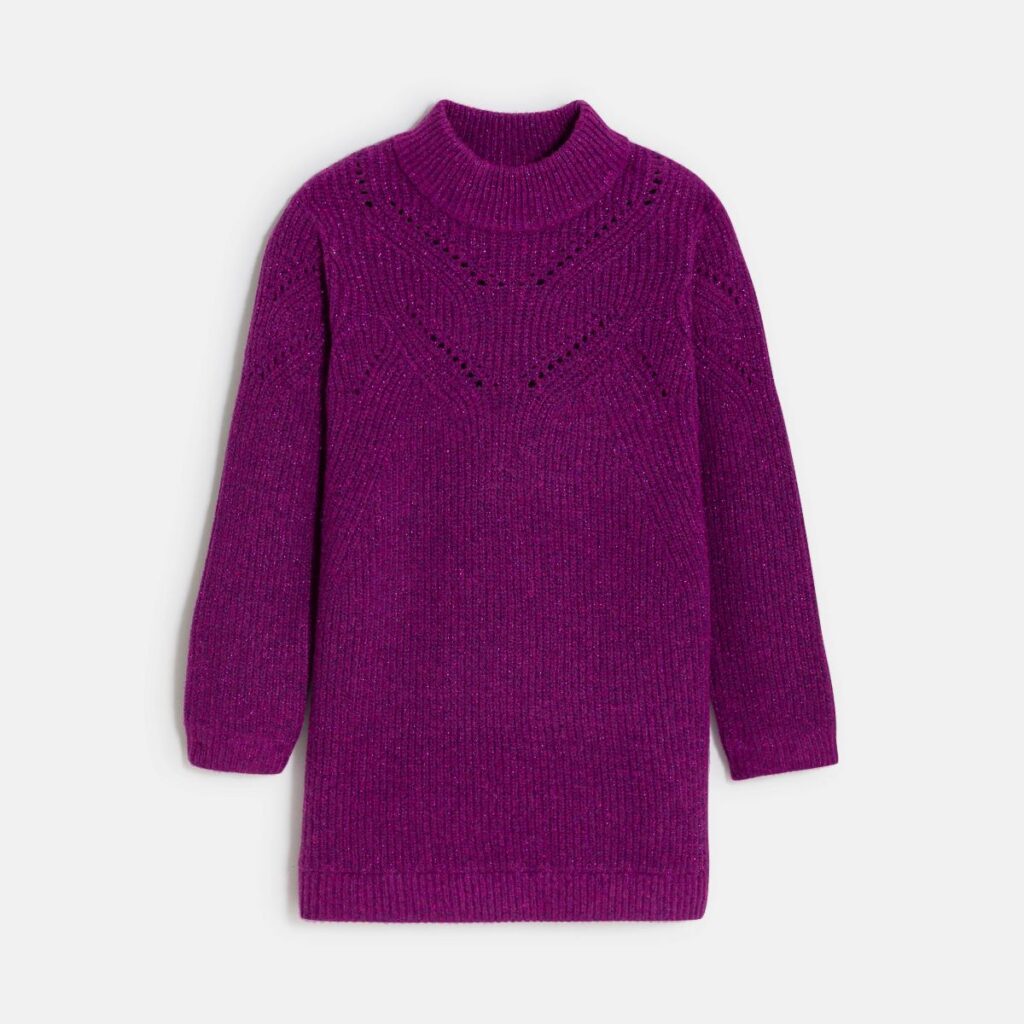 Robe pull en tricot violet Okaïdi