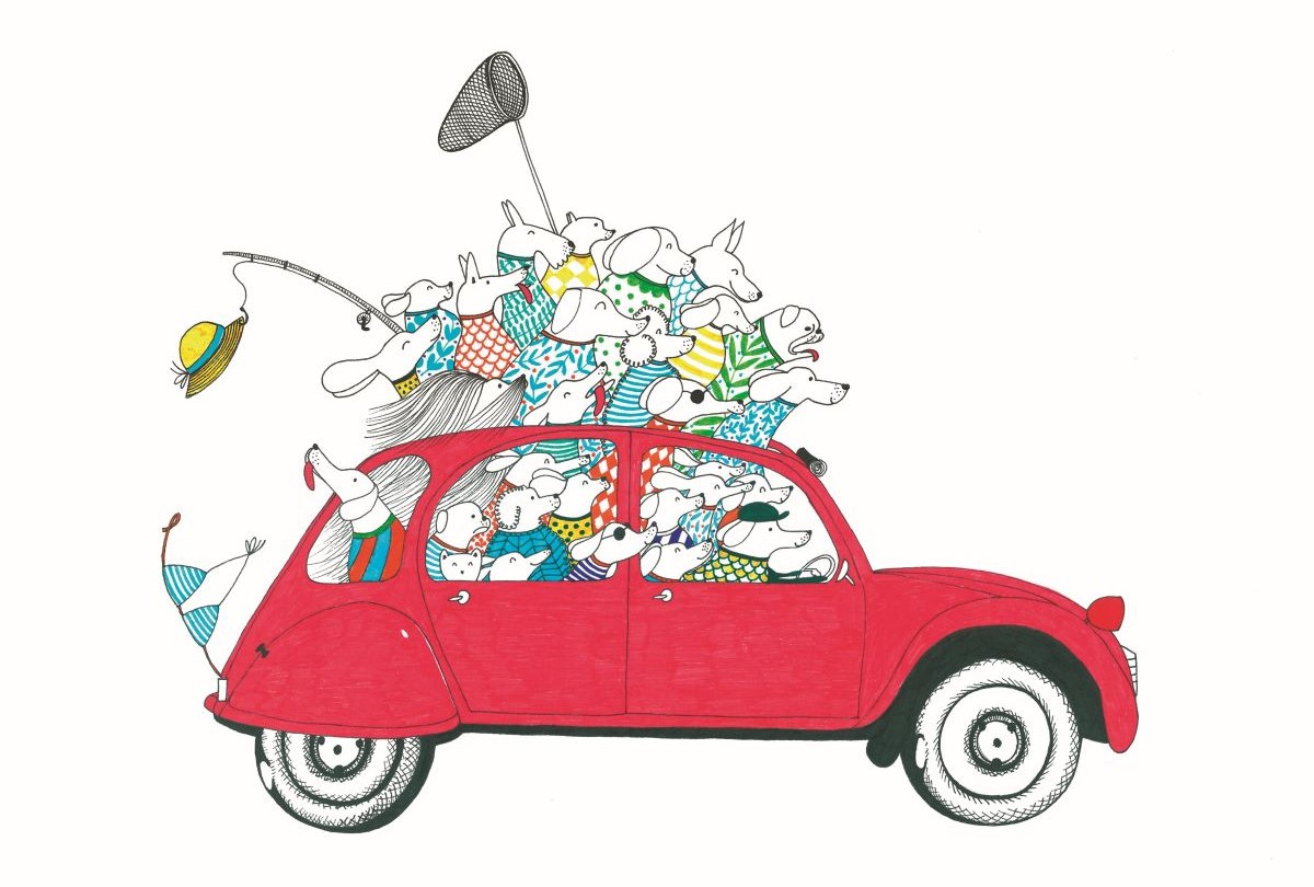Chiens en voiture illustratrice Céline dessine n'importe quoi