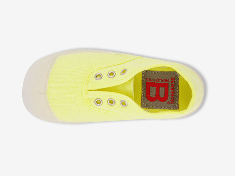 tennis sans lacet jaune citron enfant Bensimon
