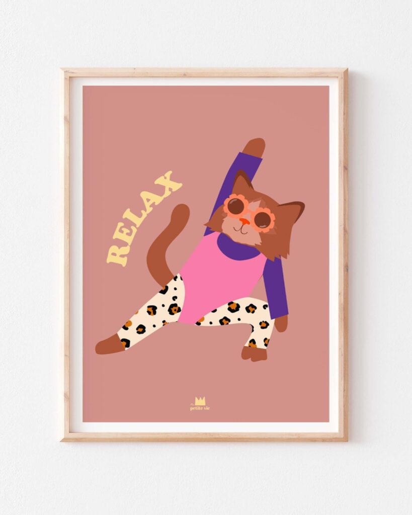 Affiche chat aérobic MA PETITE VIE