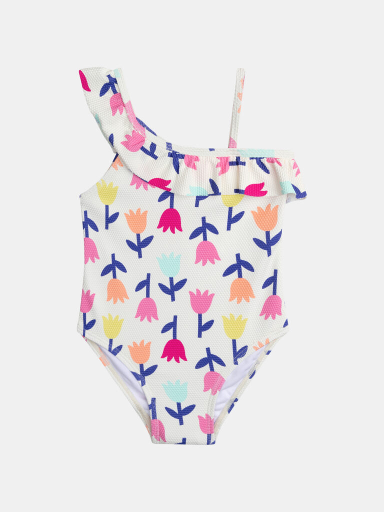 Maillot de bain asymétrique imprimé tulipes DPAM