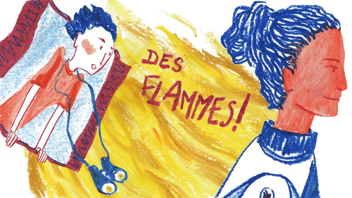 Des flammes ! texte d'Eliott Hays, Illustration Johanna Salleyron