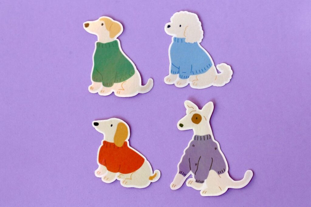 Stickers chiens à pulls Pikalem